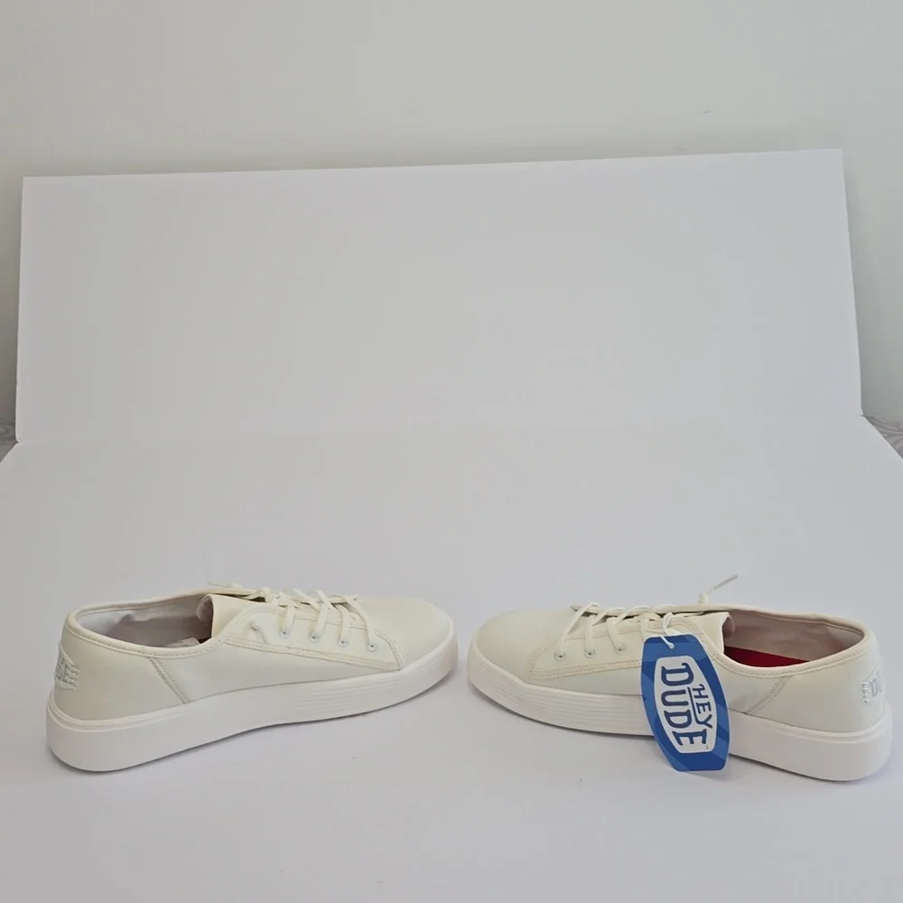 NWT Hey Dude Cody M Canvas White Lace Up Shoes Sneakers Size 9 - Picture 13 of 15